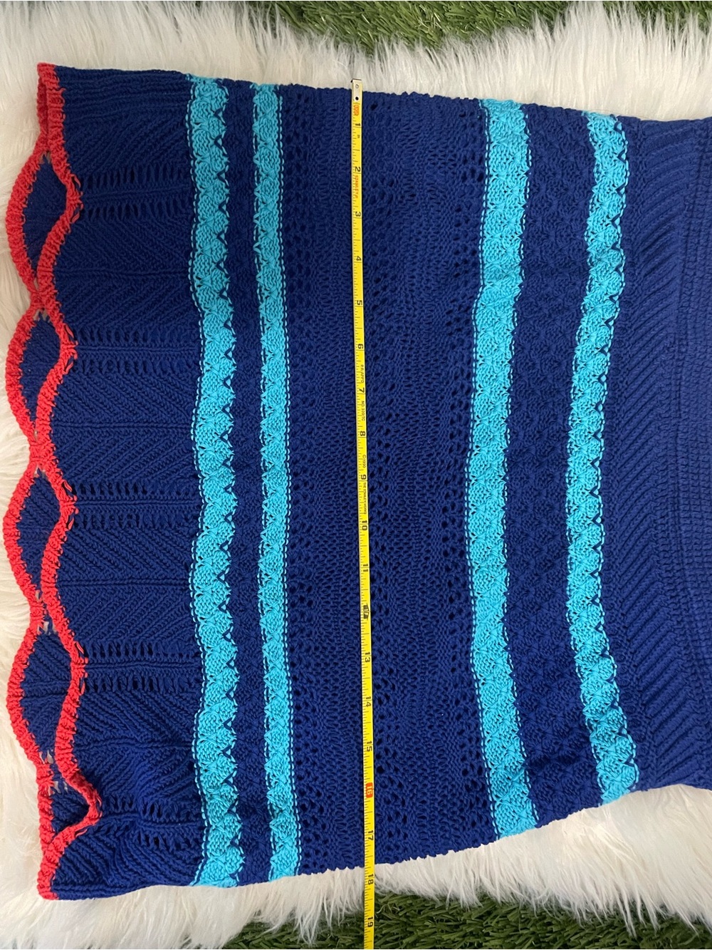 RACHEL Rachel Roy Navy Blue with Aqua Stripe Knit Mini Skirt - Picture 7 of 8